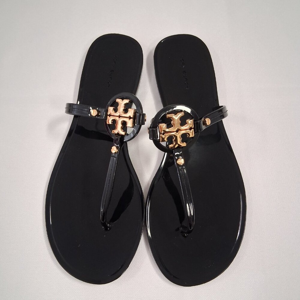 Tory Burch Women’s Miller Patent Thong Sandals – Black, Size 8 Medium - Picture 3 of 7